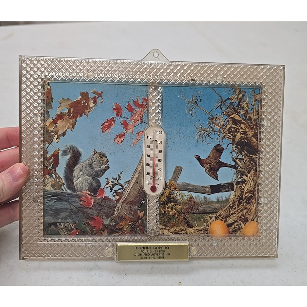 Vintage Advertising Thermometer Promotional Dual Picture Frame Decor w/ Calendar